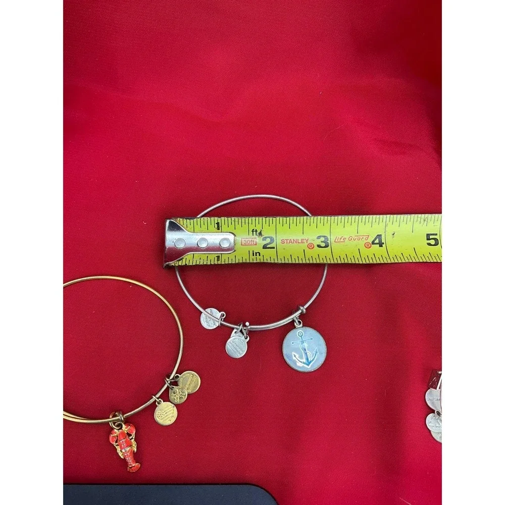Alex and Ani Bangle Bracelet‎ Lot 6pc Nautical Lobster Fish Anchor Gold Silver